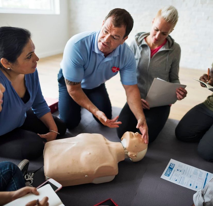 Instructor coaching a training group